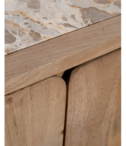 Aven - Mueble para TV de madera de mango y travertino