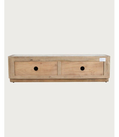 Aven - Mango wood and travertine TV stand