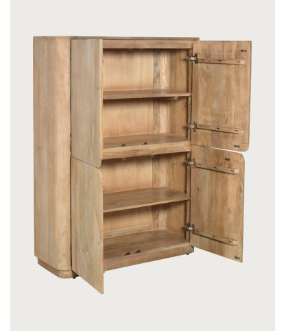Elio - Small 4-door wardrobe in solid mango wood