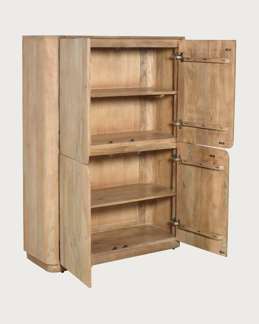 Elio - Petite armoire 4 portes en manguier massif
