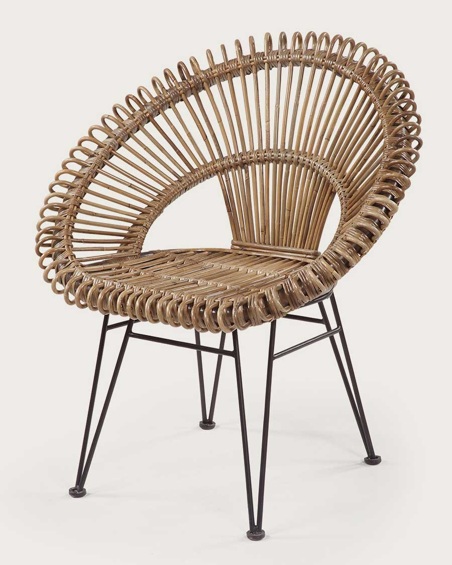 Chiang Mai - Round woven rattan armchair