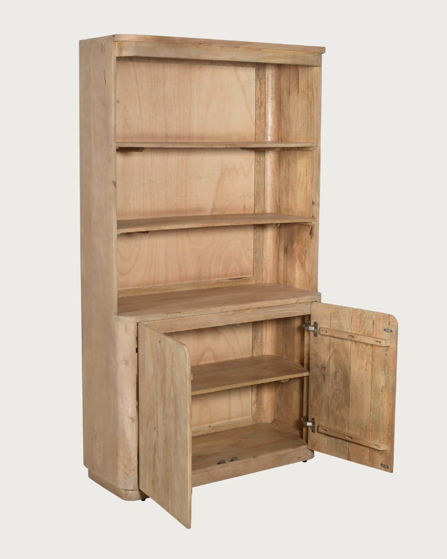 Elio - Libreria a 2 ante in legno massello di mango