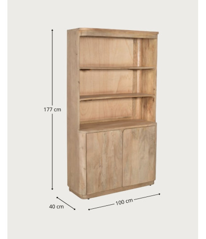 Elio - Librería de 2 puertas en madera de mango