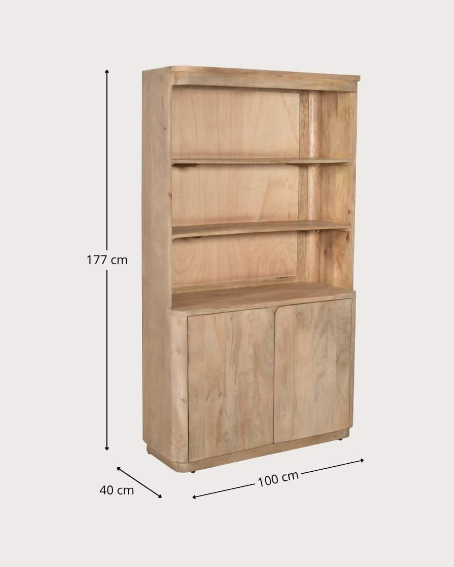 Elio - Bibliothèque 2 portes en bois de manguier