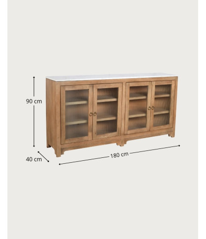 Noé - Aparador de madera de mango de 4 puertas, 180 cm