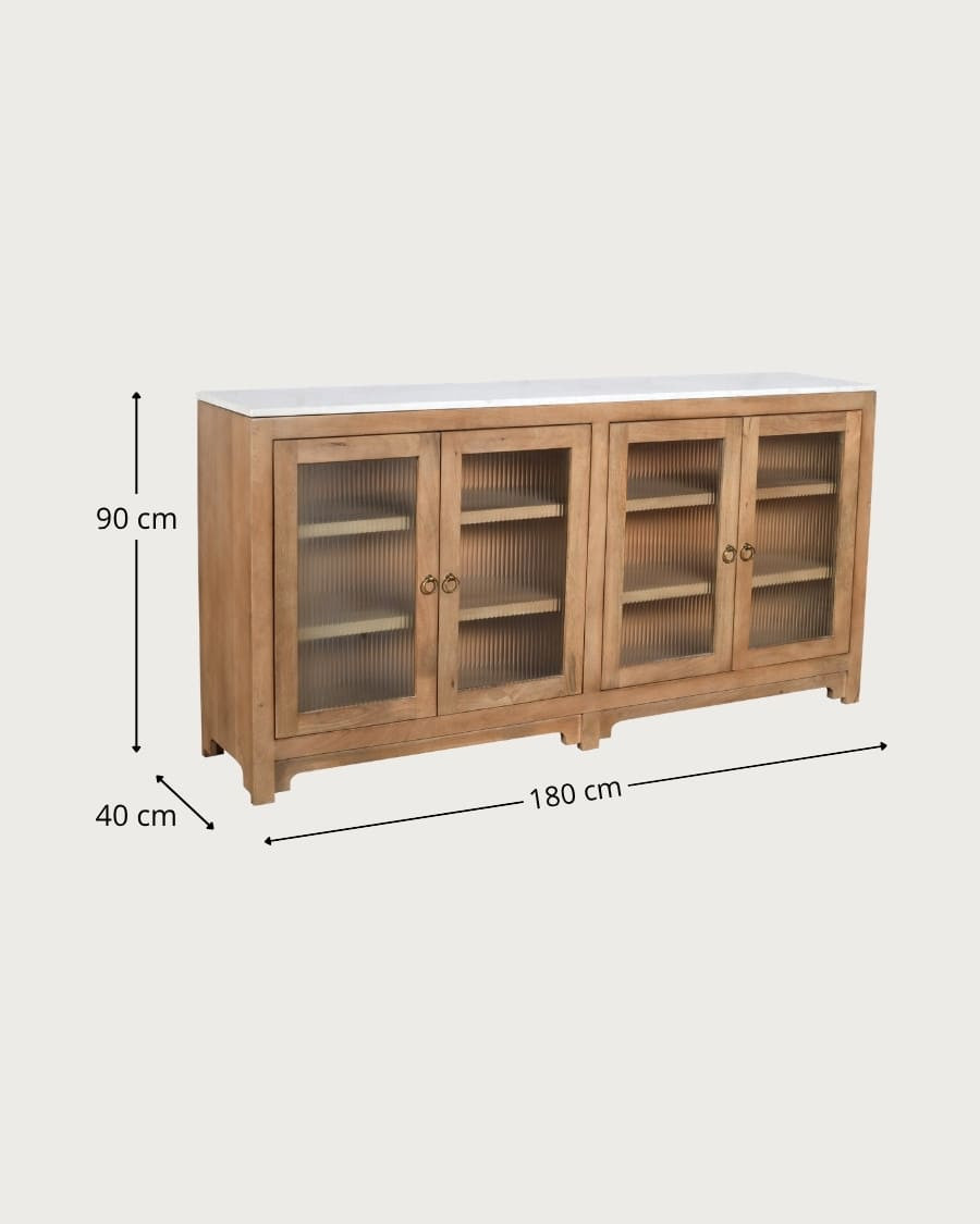 Noé - dressoir met 4 deuren van mangohout, 180 cm