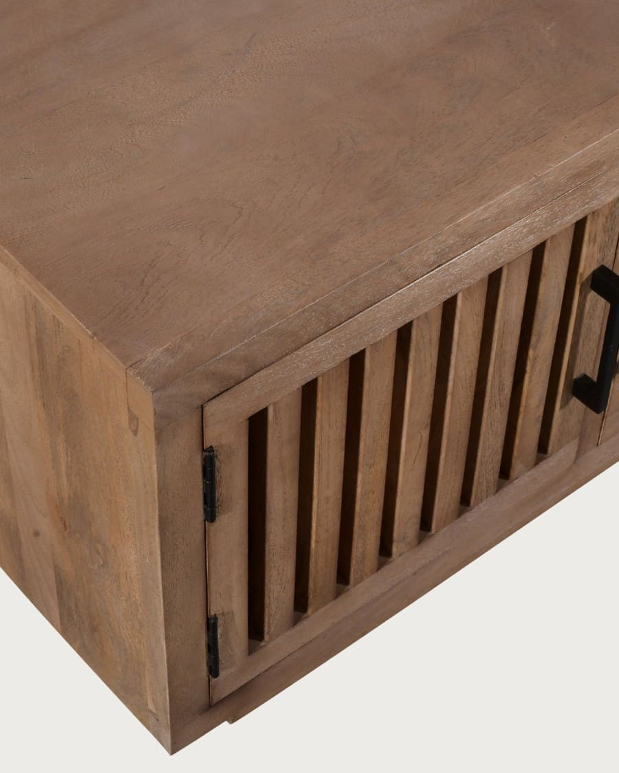 Lino - Mueble para TV de 4 puertas en madera maciza de mango, 180 cm