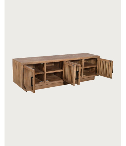 Lino - Meuble TV 4 portes en manguier massif 180 cm