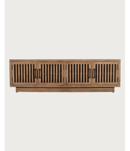 Meuble TV 4 portes en bois manguier massif 160 cm
