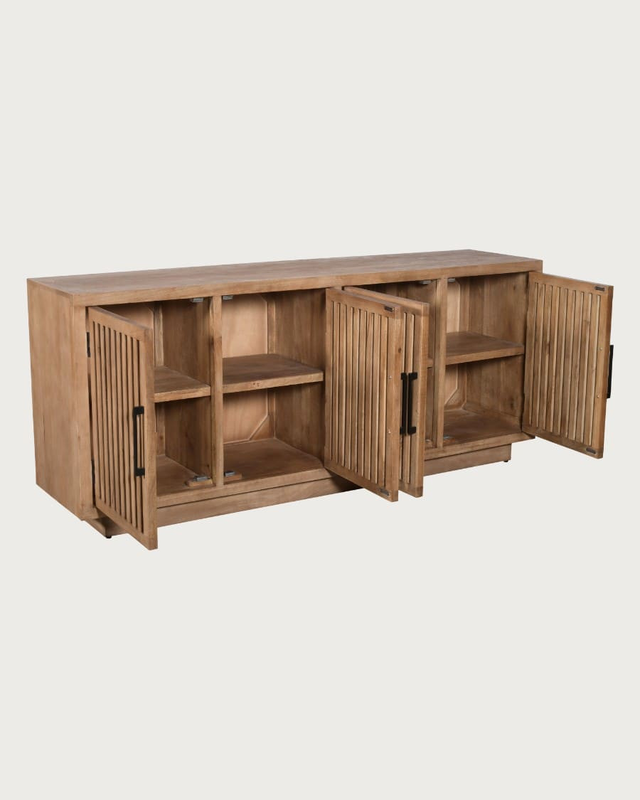 Lino - Credenza a 4 ante in legno massello di mango, 190 cm