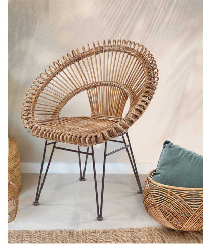 Chiang Mai - Round woven rattan armchair