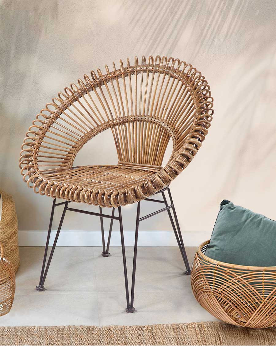 Chiang Mai - Poltrona rotonda in rattan intrecciato