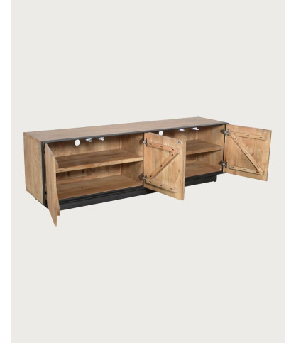 Koda - Meuble TV bois manguier 4 portes et metal