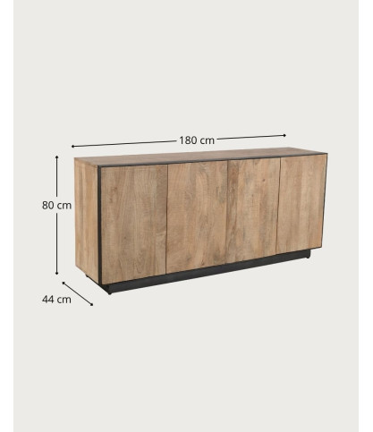 Koda - Buffet bas 4 portes en bois de manguier et métal