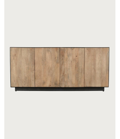 Koda - Aparador bajo de 4 puertas en madera de mango y metal.