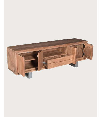 Arvo - Mobile TV in legno di acacia massello live edge con 4 ante