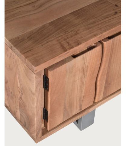 Tano - Meuble TV en bois d’acacia massif 4 portes