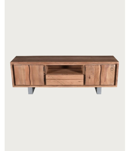 Arvo - Mobile TV in legno di acacia massello live edge con 4 ante
