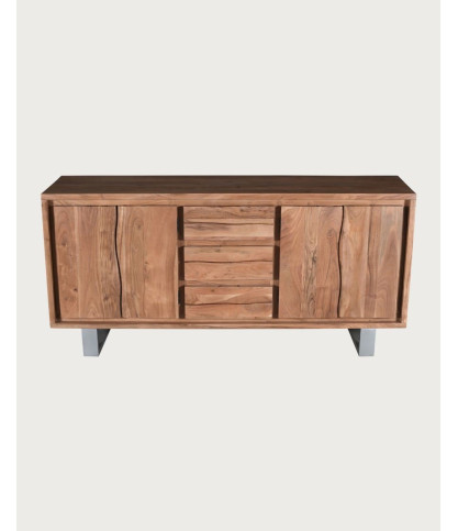 Tano - Low 4 door sideboard in acacia wood and metal