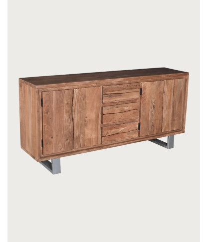 Tano - Buffet bas 4 portes en bois d'acacia et métal