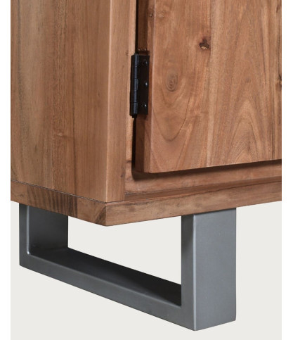Tano - Niedriges 4 türiges Sideboard aus Akazienholz und Metall
