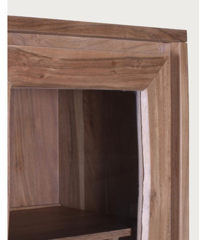 Arvo - Live edge acacia wood storage column, 1 door and 2 drawers