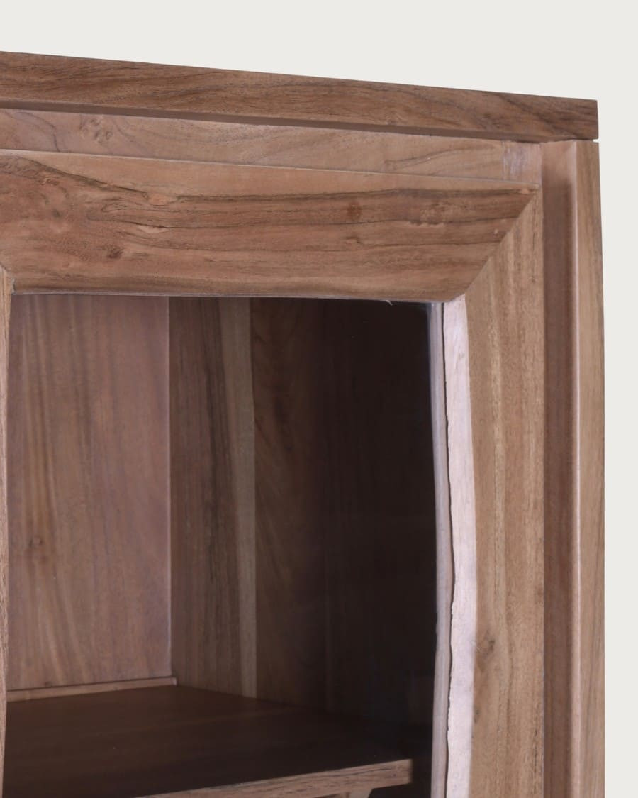 Tano - Columna de almacenamiento de madera de acacia, 1 puerta y 2 cajones