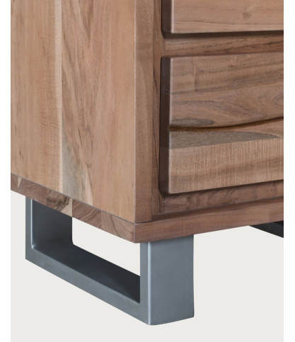 Tano - Colonne de rangement en bois d’acacia, 1 porte et 2 tiroirs