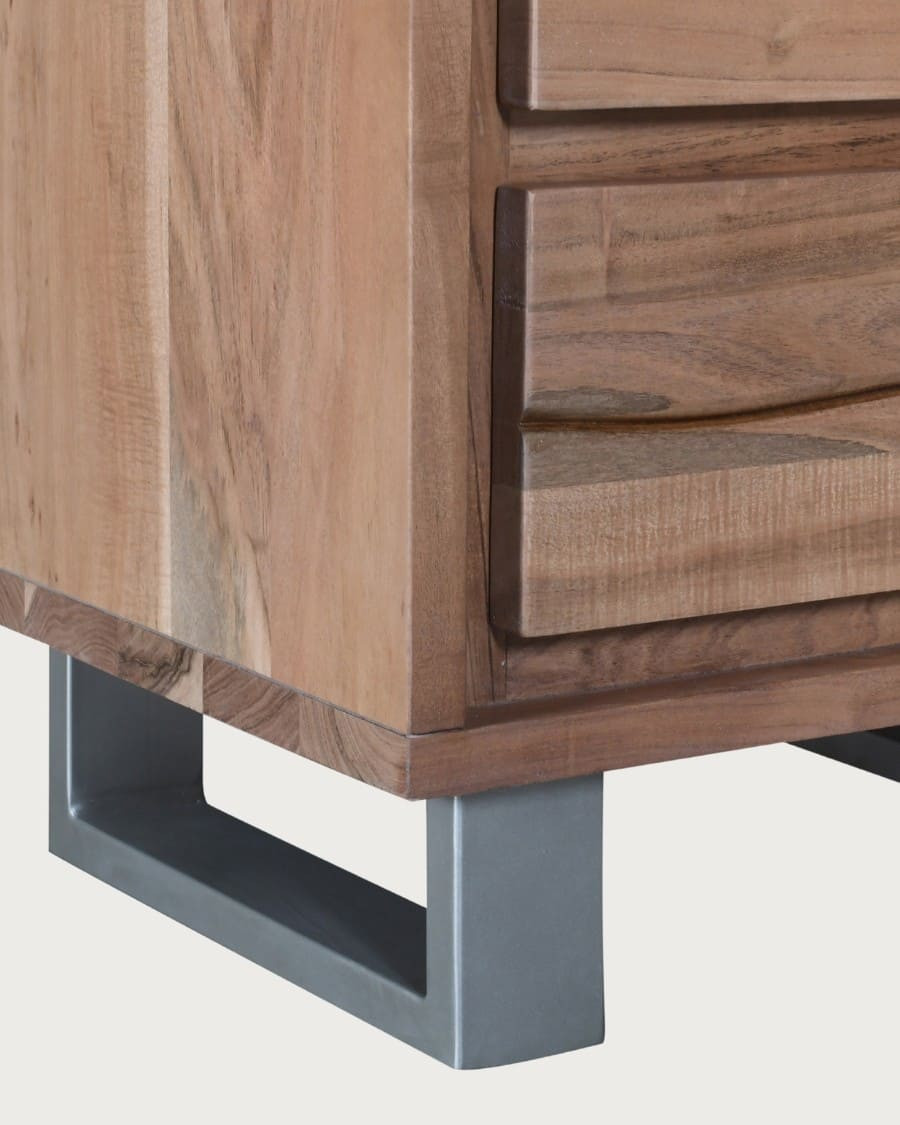 Arvo - Columna de almacenamiento en madera de acacia live edge, 1 puerta y 2 cajones