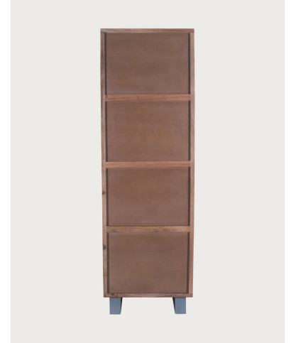 Arvo - Colonna contenitore in legno di acacia live edge, 1 anta e 2 cassetti