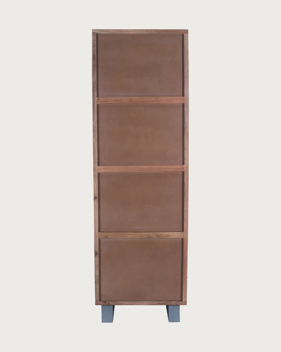 Tano - Acacia wood storage column, 1 door and 2 drawers