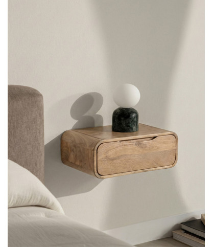 Kubo - Comodino da parete in legno massello di mango