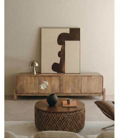 Kubo - Mueble de TV escandinavo de madera maciza de mango