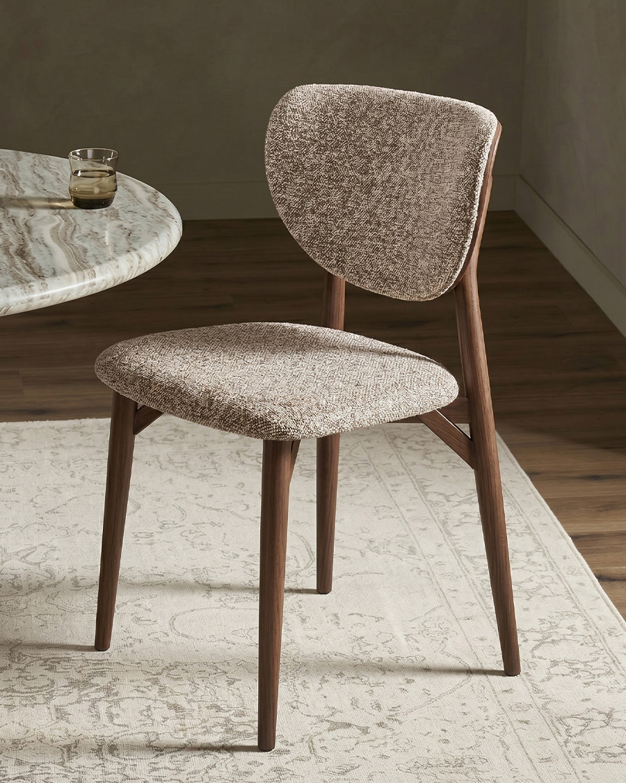 lot de 2 chaises de salle à manger en bois et tissu beige