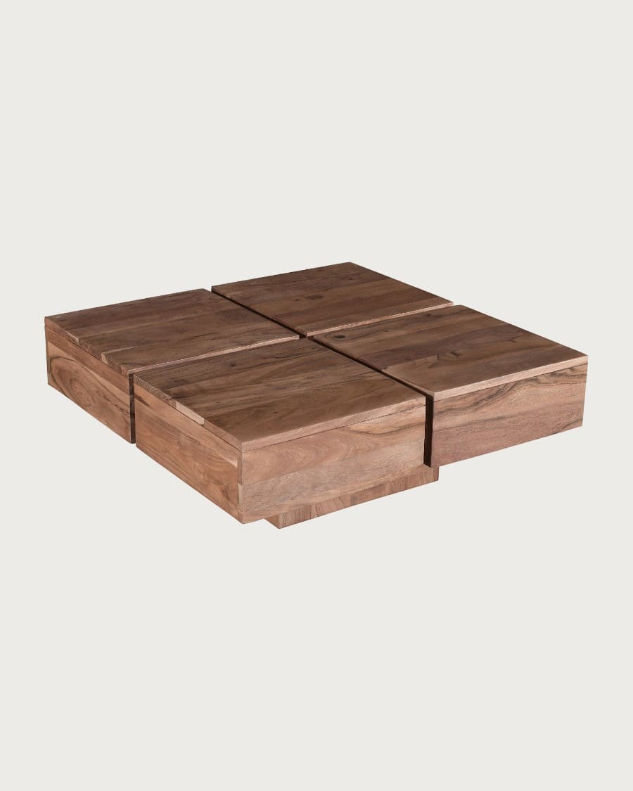 Pixo - Square coffee table in natural solid acacia wood