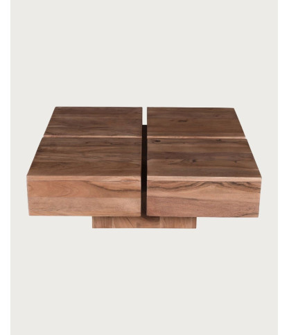 Pixo - Table basse carrée bois massif d’acacia naturel