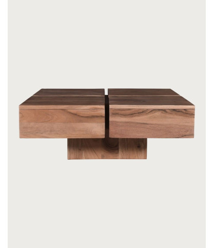 Pixo - Table basse carrée bois massif d’acacia naturel