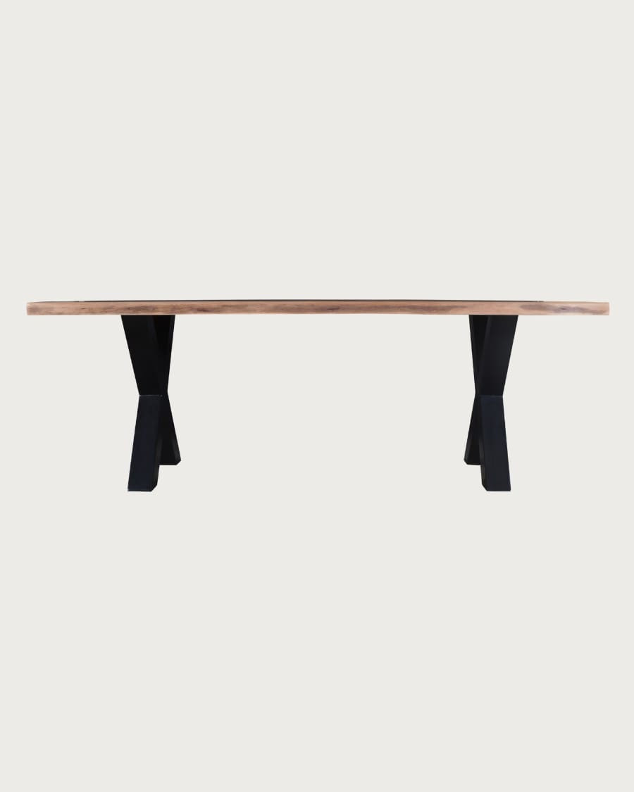 Nova - Massieve acaciahouten eettafel met zwart metalen onderstel