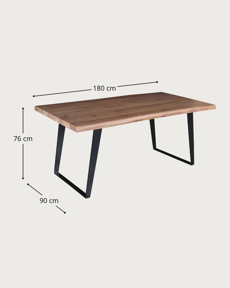 Nova - Industriële eettafel van massief hout en zwart metaal