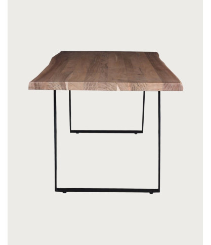 Nova - Table à manger en acacia massif avec piètement en métal noir