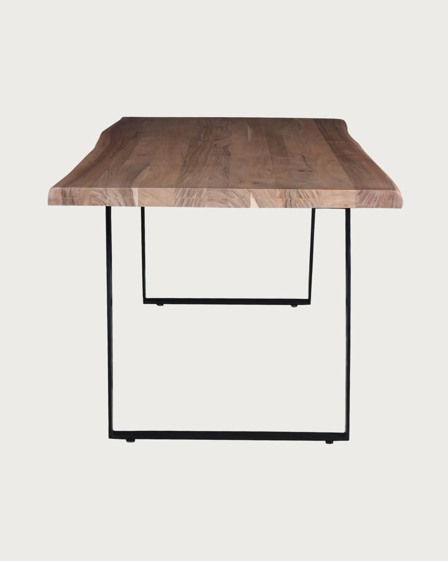 Nova - Solid acacia dining table with black metal base
