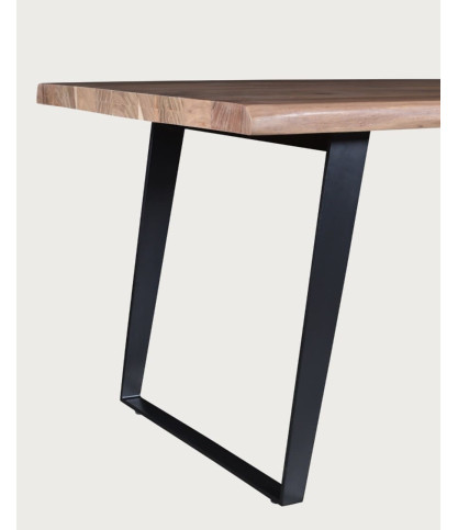 Nova - Table à manger en acacia massif avec piètement en métal noir