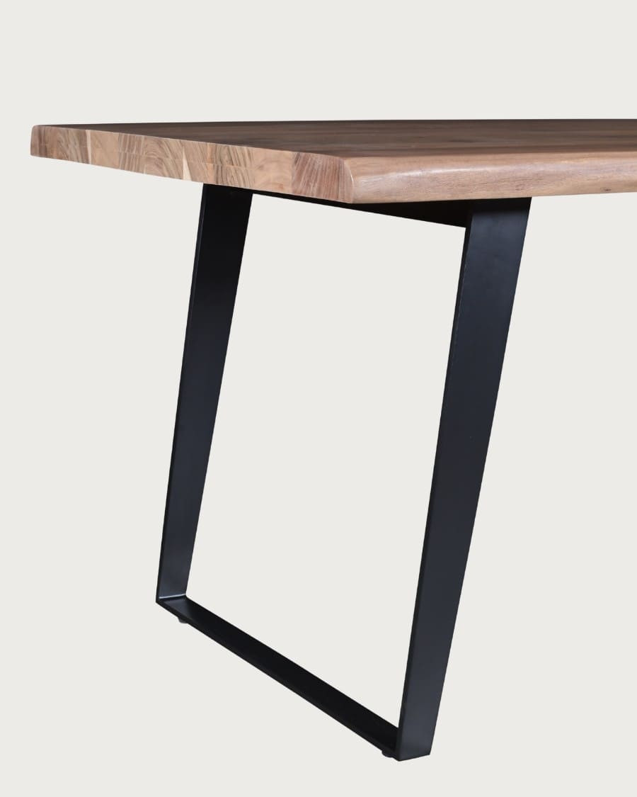 Nova - Table à manger en acacia massif avec piètement en métal noir