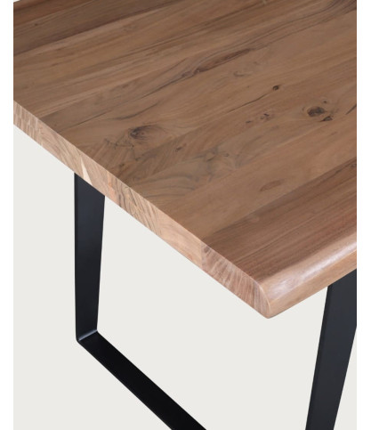 Nova - Industrial dining table in solid wood and black metal
