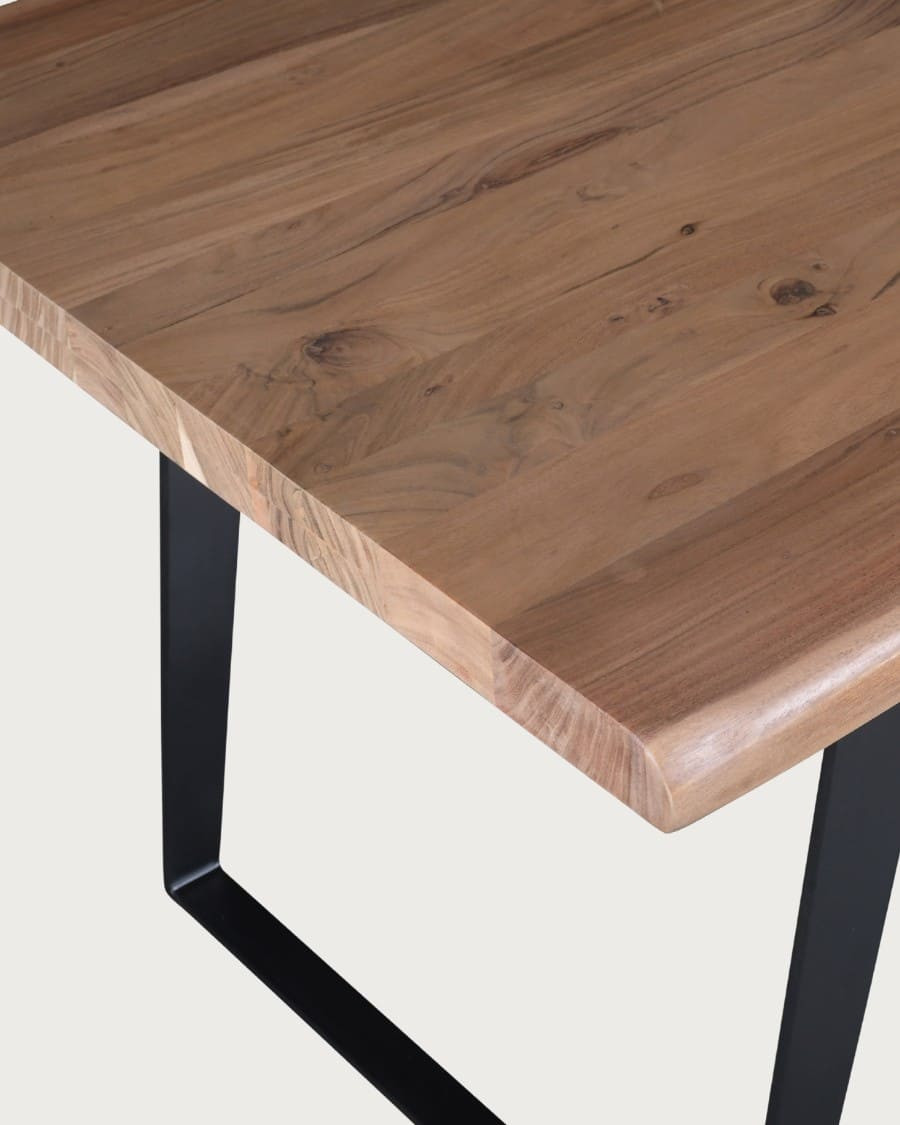 Nova - Industrial dining table in solid wood and black metal