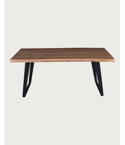 Nova - Table à manger en acacia massif avec piètement en métal noir