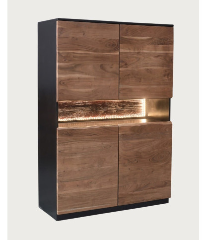 Axis - Hoher Sideboard aus Akazienholz live edge mit LED Beleuchtung