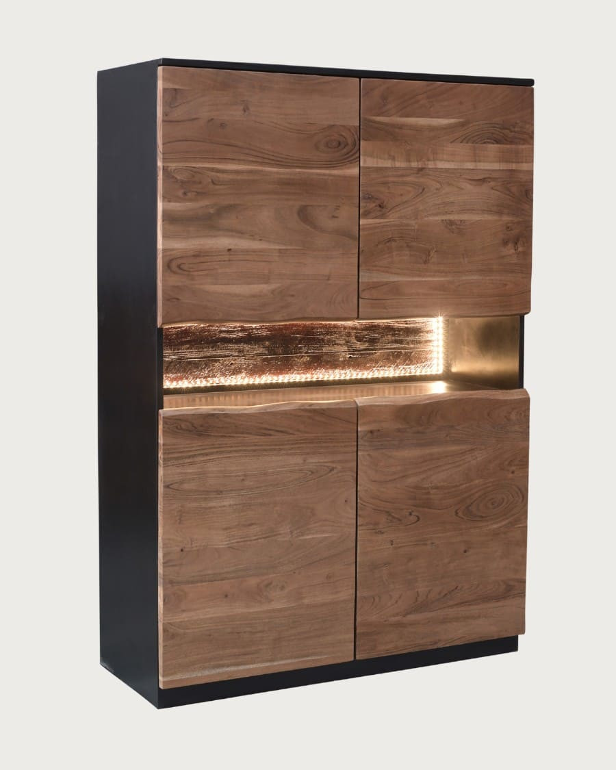 Axis - High sideboard in live edge acacia wood with LED lighting