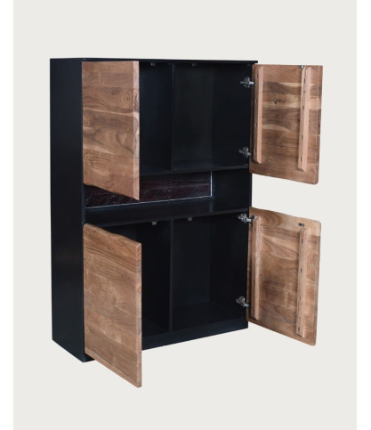 Axis - Credenza alta in legno di acacia con illuminazione a LED