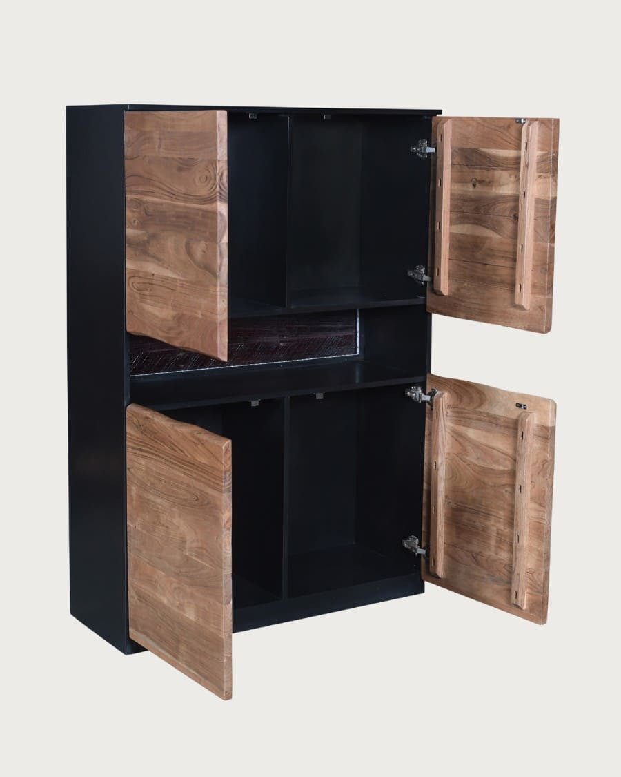 Axis - Buffet haut en bois d’acacia avec éclairage LED